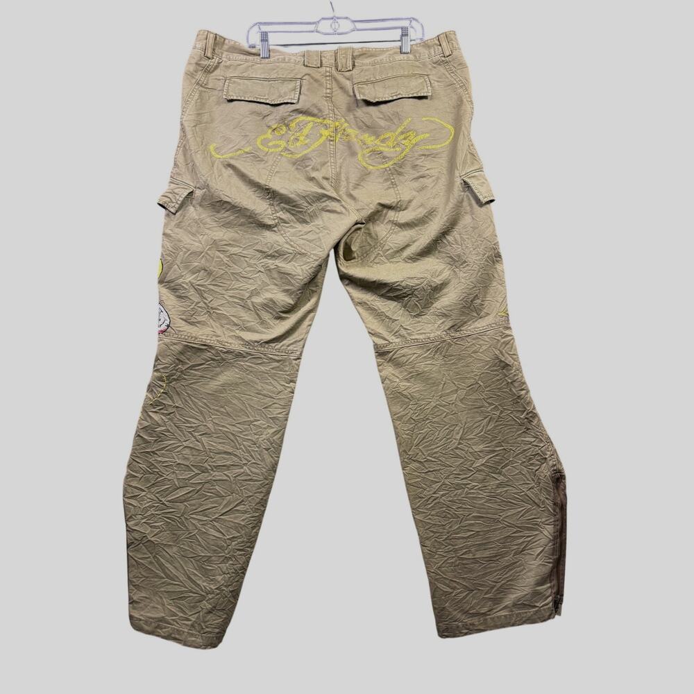 Ed Hardy Cargo Pants Men’s 40x34 Love Kills Slowly Skull Y2K Streetwear‎ Green - Picture 2 of 10